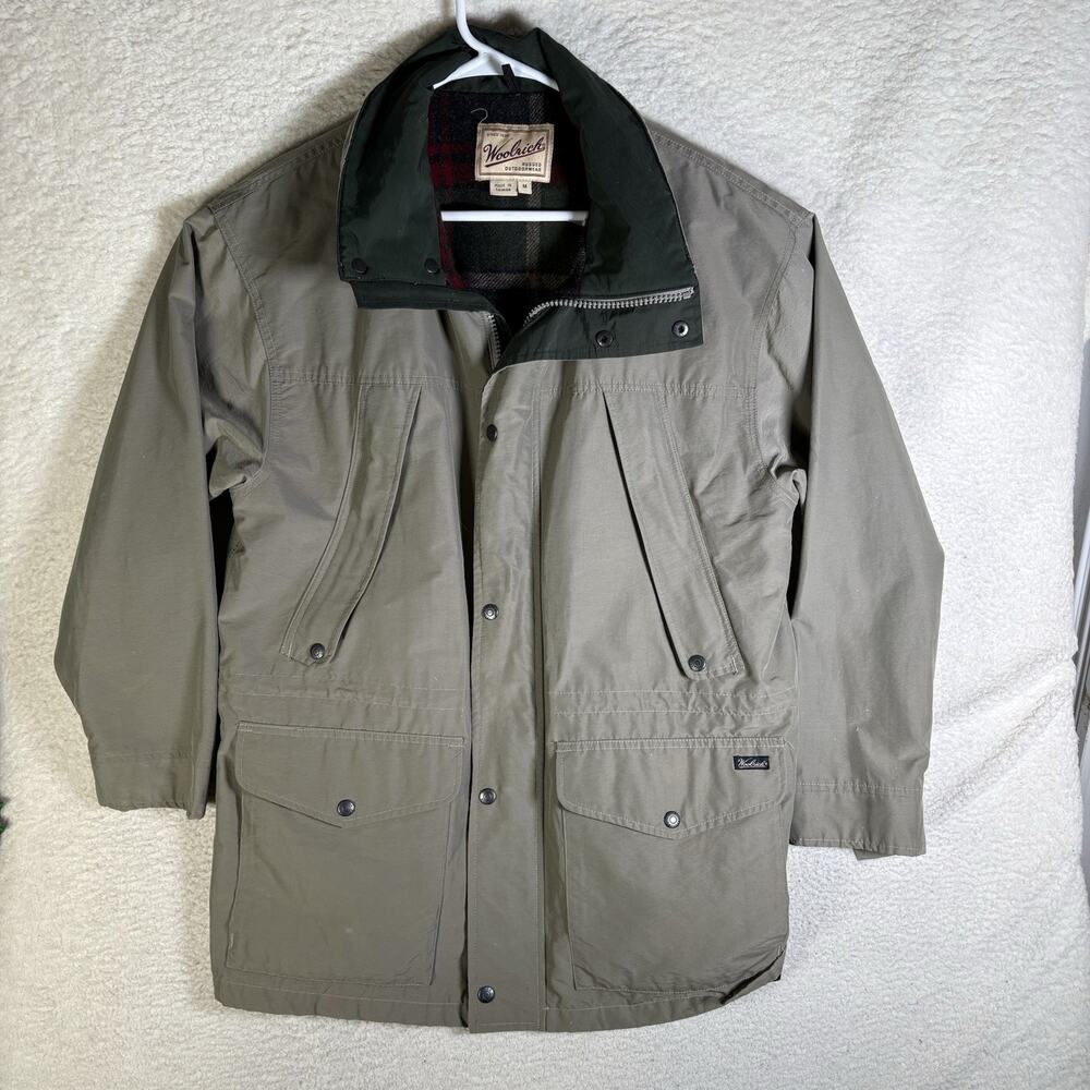 Vintage Woolrich Fieldstone Jacket Mens Medium Beige Wool Lined Field Coat READ